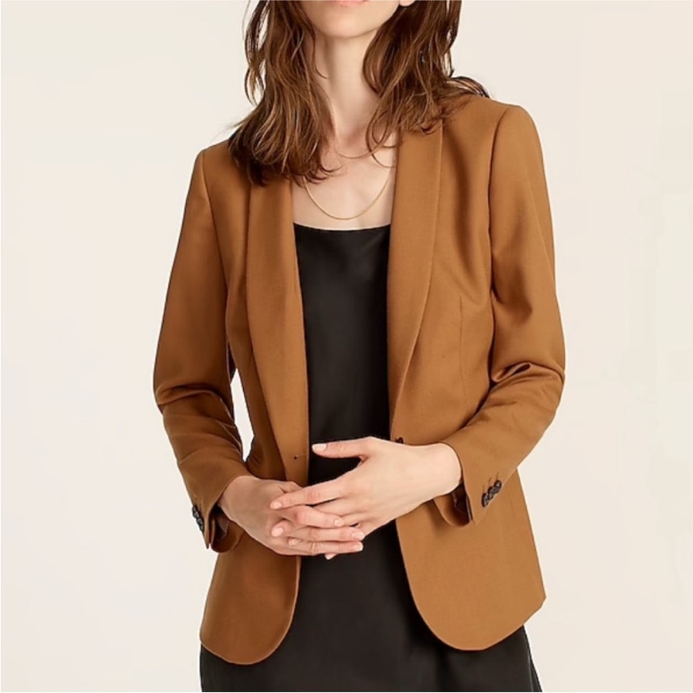 J Crew Parker blazer, wool flannel, camel